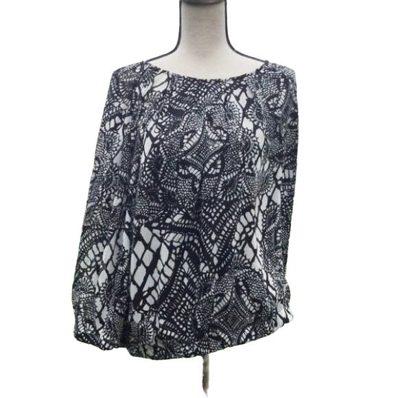 Avenue Studio Size 18/20 Black White Print Sheer Boho Classy Career Wear Flowy - Picture 1 of 8
